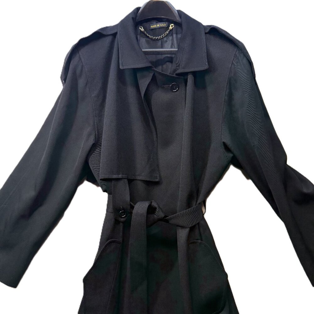 Vintage 90's Sara Roberts Women's Black Trench Coat Size Large